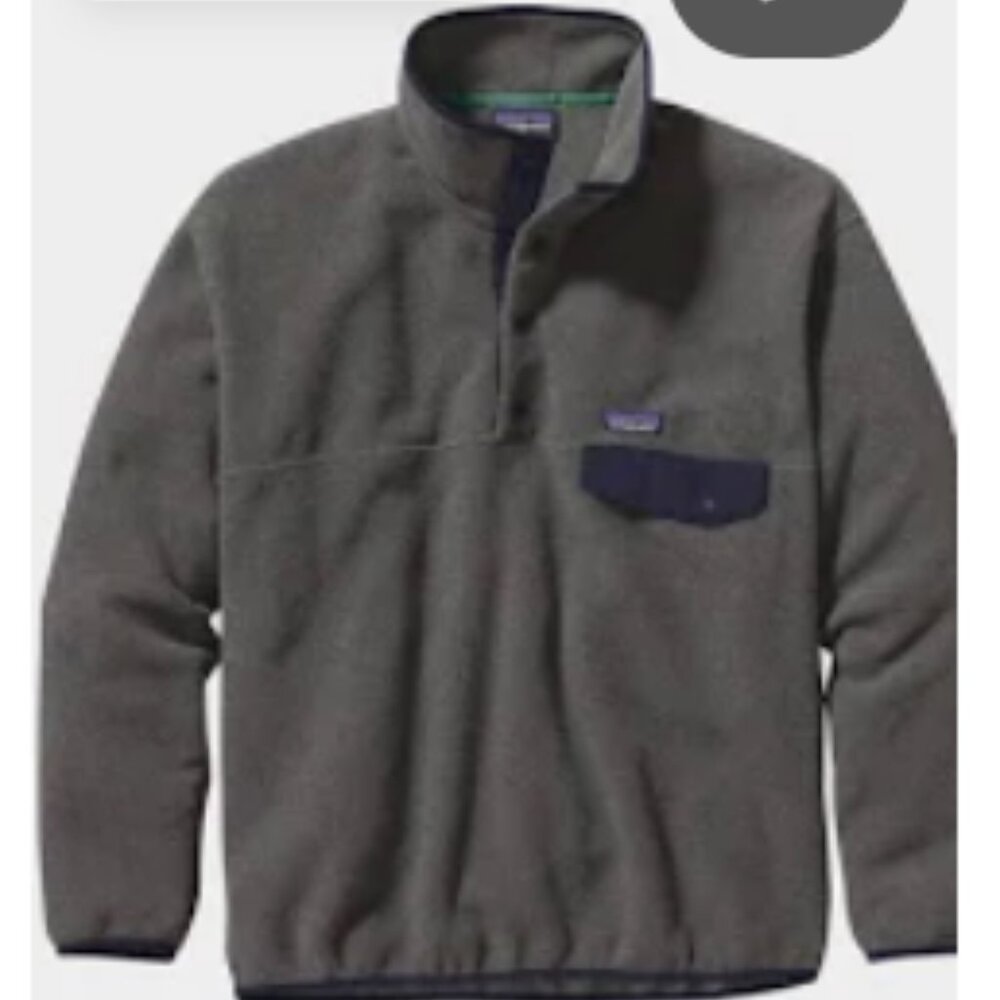 Donated. Patagonia Mens Large Grey Navy Synchilla Snap-T Fleece Pullover